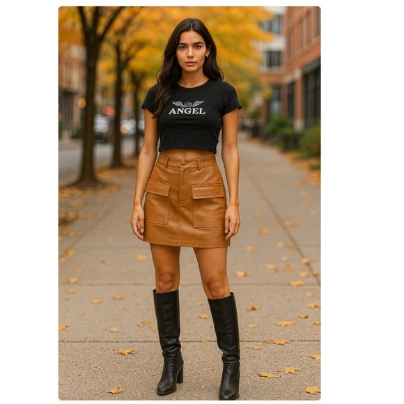 BB Dakota by Steve Madden Women's Faux Leather Too Late Skirt Y2K Size 12 NWOT - Picture 1 of 6